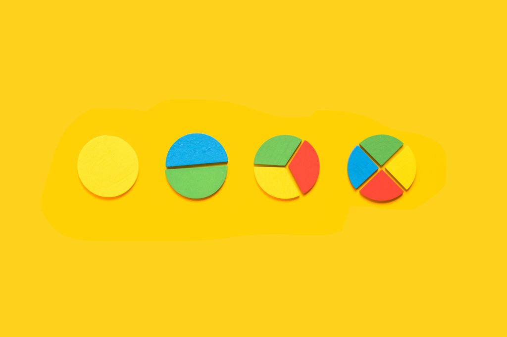 Colorful abstract pie charts and graphs representing small business financial metrics.