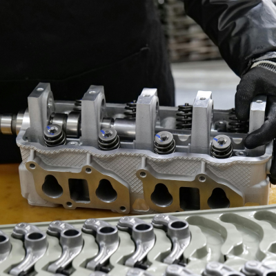 A worker handling manufacturing piece
